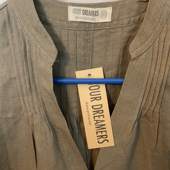 NEW Anthropologie Khaki Green Linen Shirt Dress XS - Picture 2 of 5